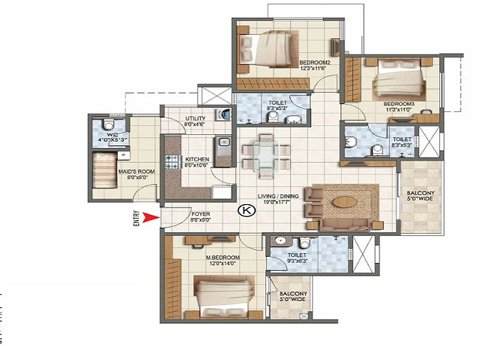 Godrej Vistas 2 BHK Floor Plan